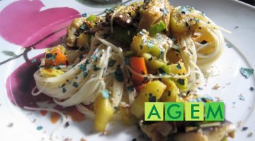 Receta de Fideos de arroz con verduras - AGEM - Mercabarna - Mayoristas de frutas y hortalizas